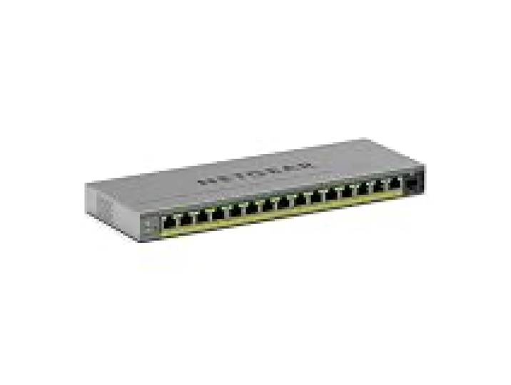 NETGEAR Smart Switch manageable Easy Gigabit Ethernet 16 Ports avec PoE+ - avec 15 Ports PoE+ 180 W, 1 Port SFP, sans Ventilateur, Montage sur Un Bureau ou au Mur (GS116EP)