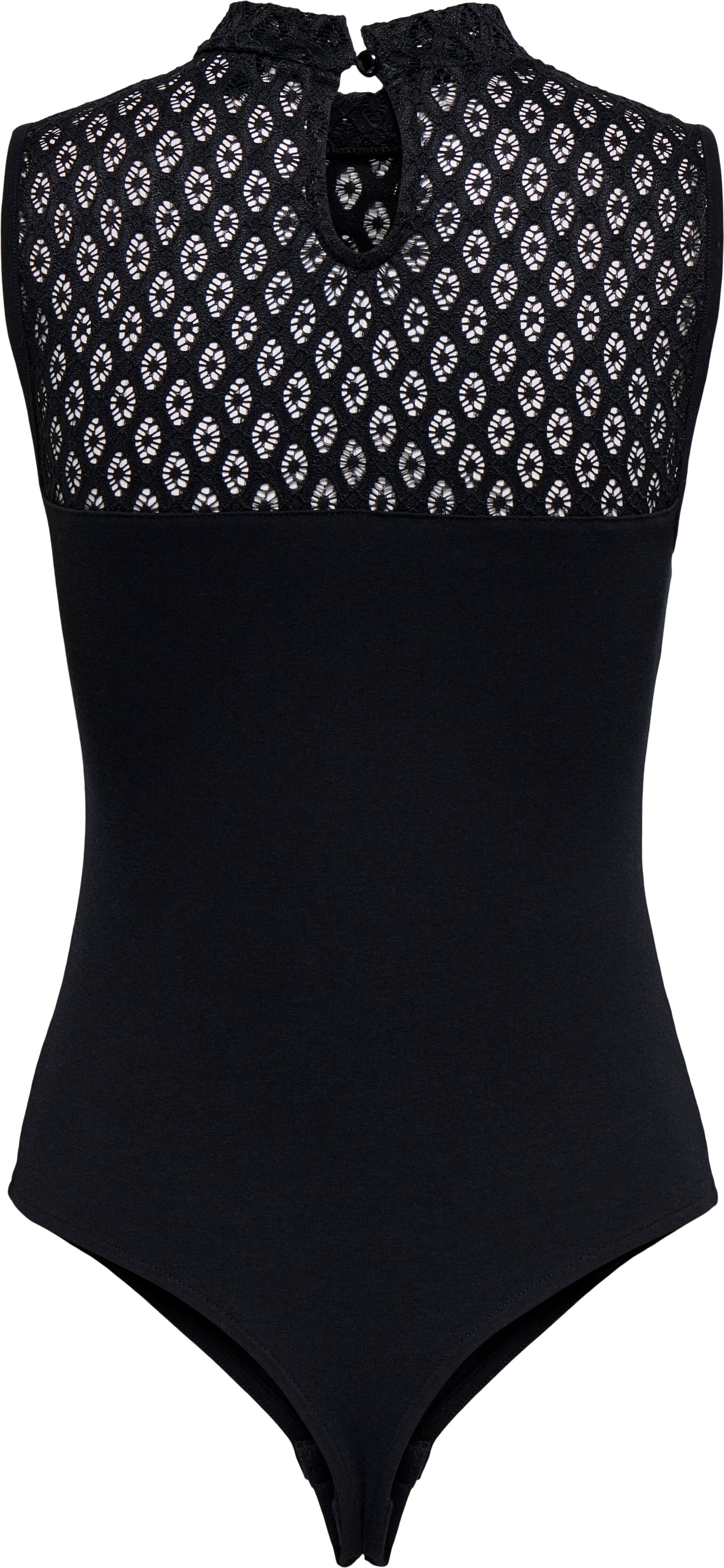Body ONLY "ONLMEL S/L BODYSTOCKING CS JRS", Damen, Gr. XS, N-Gr, schwarz, Jersey, Obermaterial: 95% Baumwolle, 5% Elasthan, unifarben, Rundhals, Bodys Body, Baumwollmischung schwarz XS, N-Gr