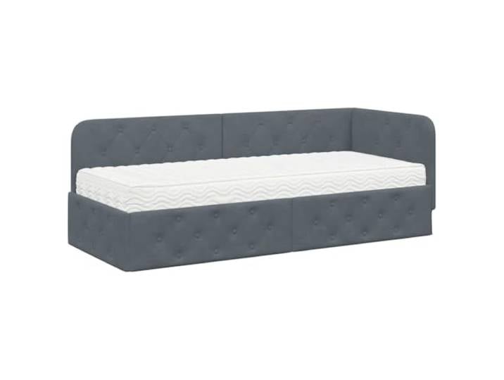 PUGYNBK Eckbettgestell Dunkelgrau, 80 x 200 cm Luxuriöser Samt, fester Lattenrahmen, wendbares Kopfteil, Schlafsofa, platzsparend