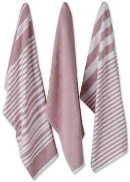 DII Asst Barn Red French Terry Dishtowel Set/3
