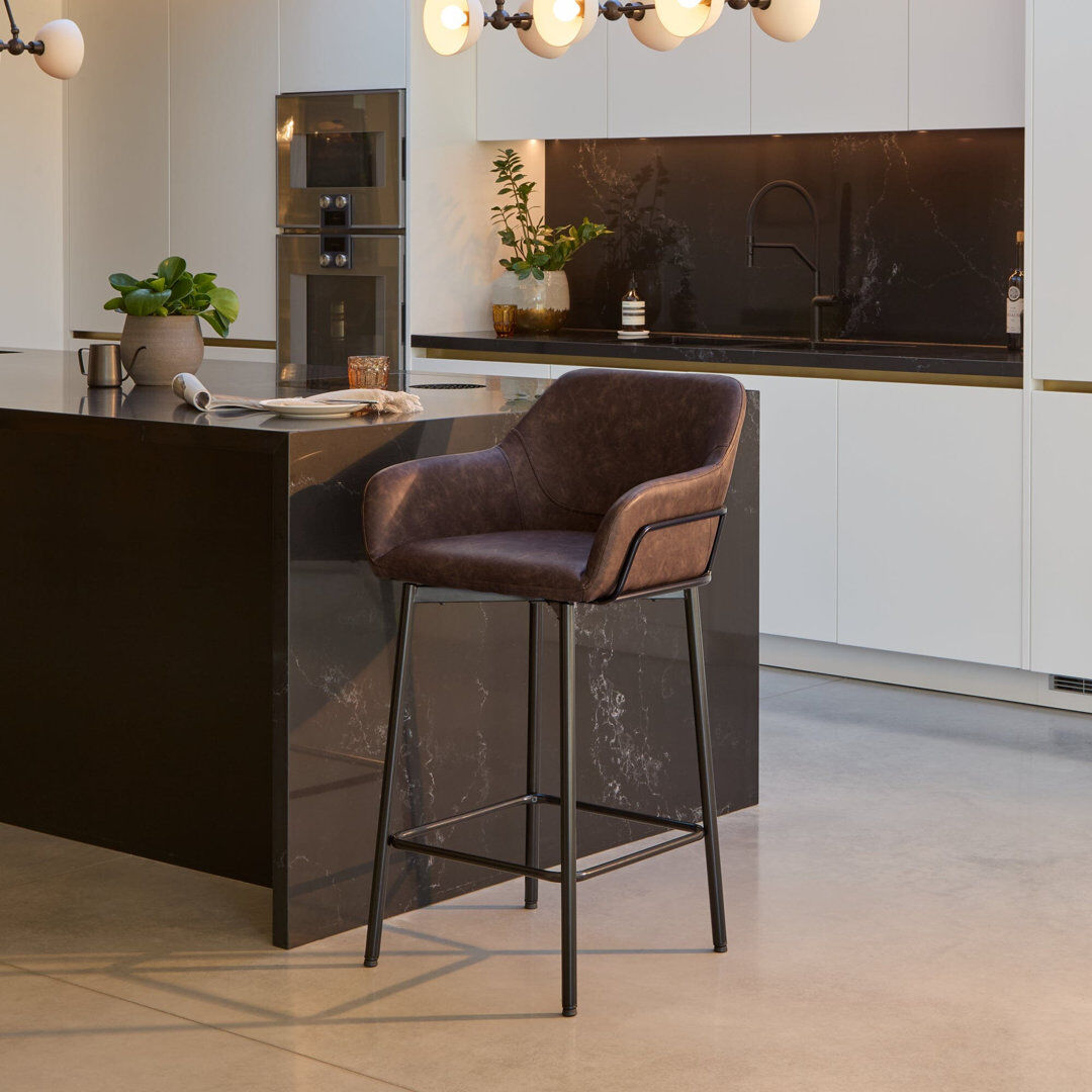 Rio Counter Stool with Metal Frame Brown 102cm H X 58cm W X 57cm D