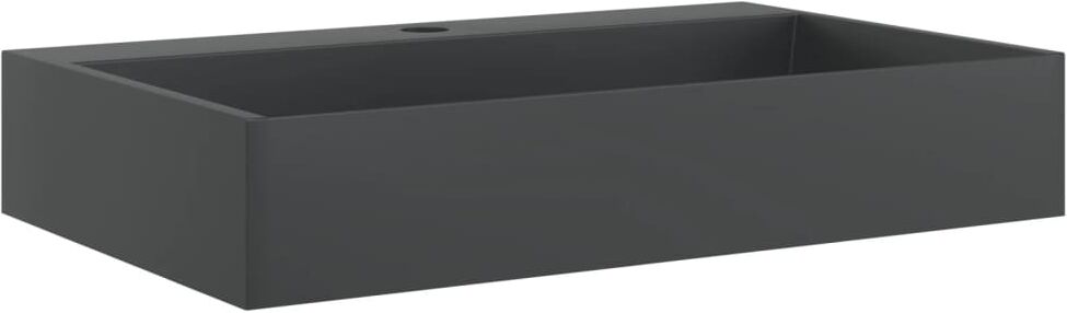 vidaXL Vasque 60x38x11 cm fonte minérale/marbre noir mat