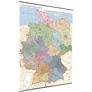 GeoMetro Deutschlandkarte Verwaltungskarte, mit Aluleisten, Poster aus laminiertem Karton, politische Karte, 84 x 114 cm
