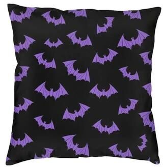 Uplift Essentials Pastel Goth Pink & Black Bats Throw Pillow Cover For Halloween Decor style 12 22x22 In
