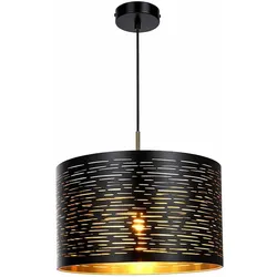 LED Hängeleuchte Pendelleuchte Wohnzimmerlampe Hängelampe schwarz-gold, Dekorstanzungen, Metall Kunststoff, 7W 806Lm warmweiß, DxH 38x120 cm