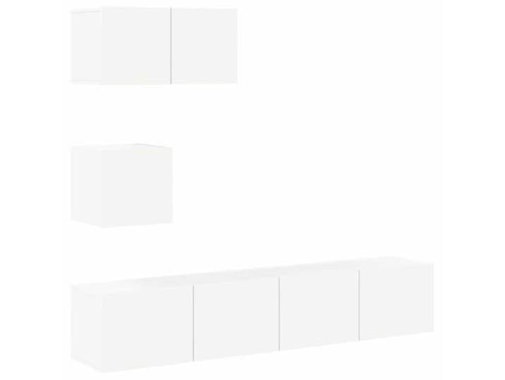 Makastle 4-TLG. TV-Schrank-Set Weiß Holzwerkstoff Wandmontage