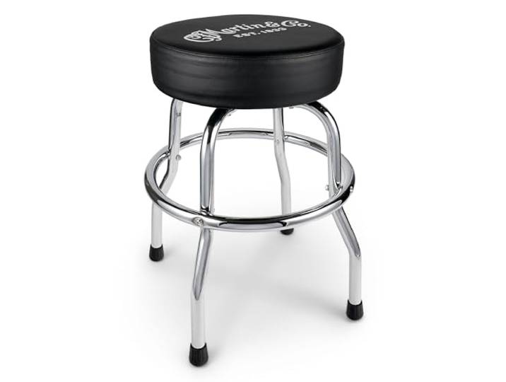 Martin Chrome Barstool; Barhocker für Musiker; gepolsterter Sitz mit Co-Logo; um 360 ° drehbar; Höhe 61,6 cm; robuste verchromte Basis; einfach zu montieren