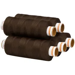 buttinette Universal-Nähgarn, Stärke: 100, 5er-Pack, braun