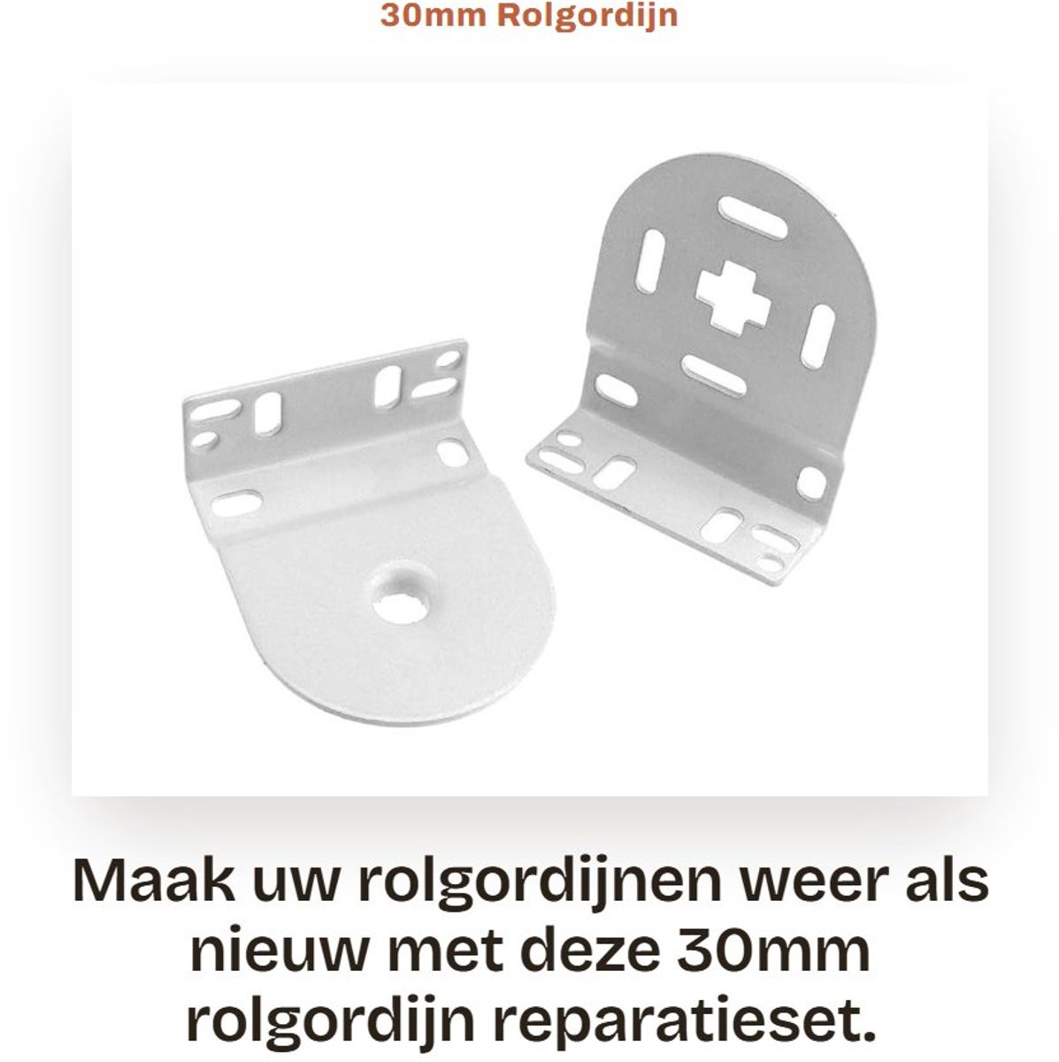 Dailygoods Rolgordijn Reparatieset met Metalen Houders - Wit - 30mm