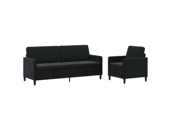 Todiikf Sofagarnitur mit Stauraum Schwarz 2-Teilig Modernes Polstersofa Set Funktionelles Couchset fürs Wohnzimmer mit verstecktem Sitzstauraum, abnehmbarem Bezug und robuster Metall-Holz-Konstruktion.