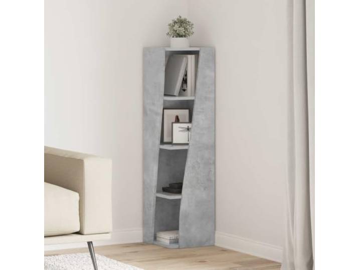 GPWERSDF Eckschrank 27,5x27x102cm Holzwerkstoff Betongrau mit Stauraum Modernes Eckdesign, matte Oberfläche, robuste Holzwerkstoff-Konstruktion, vielseitig nutzbar, platzsparend