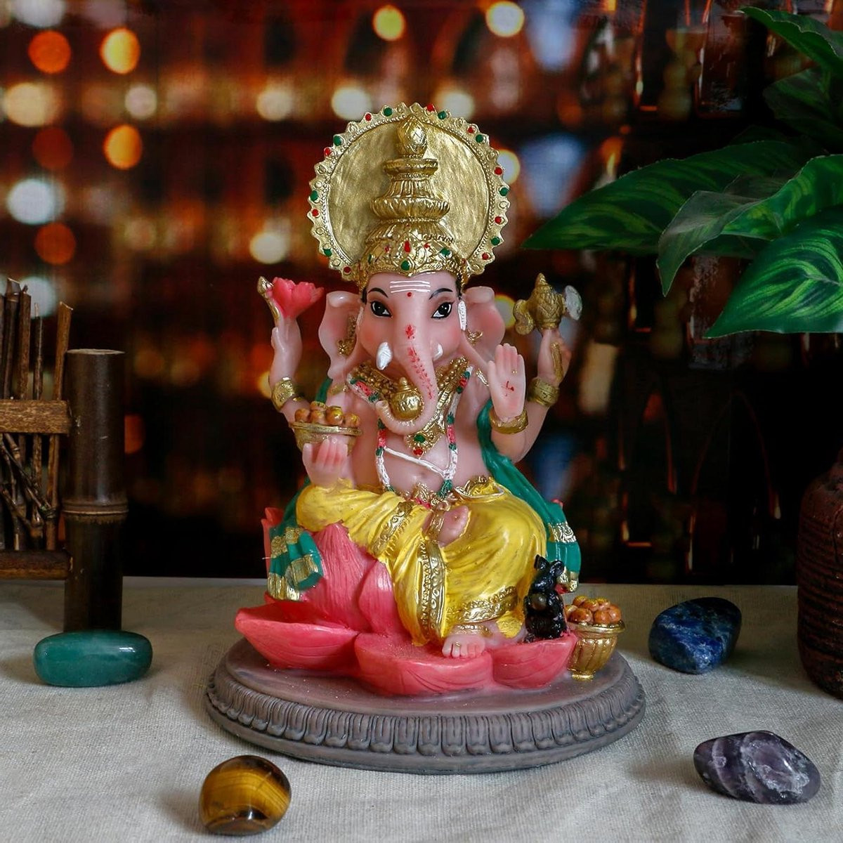 Ganesha Standbeeld - Handgemaakt Polystone Hindoe God Idool - Meerkleurig - Hoogte: 172,72 cm