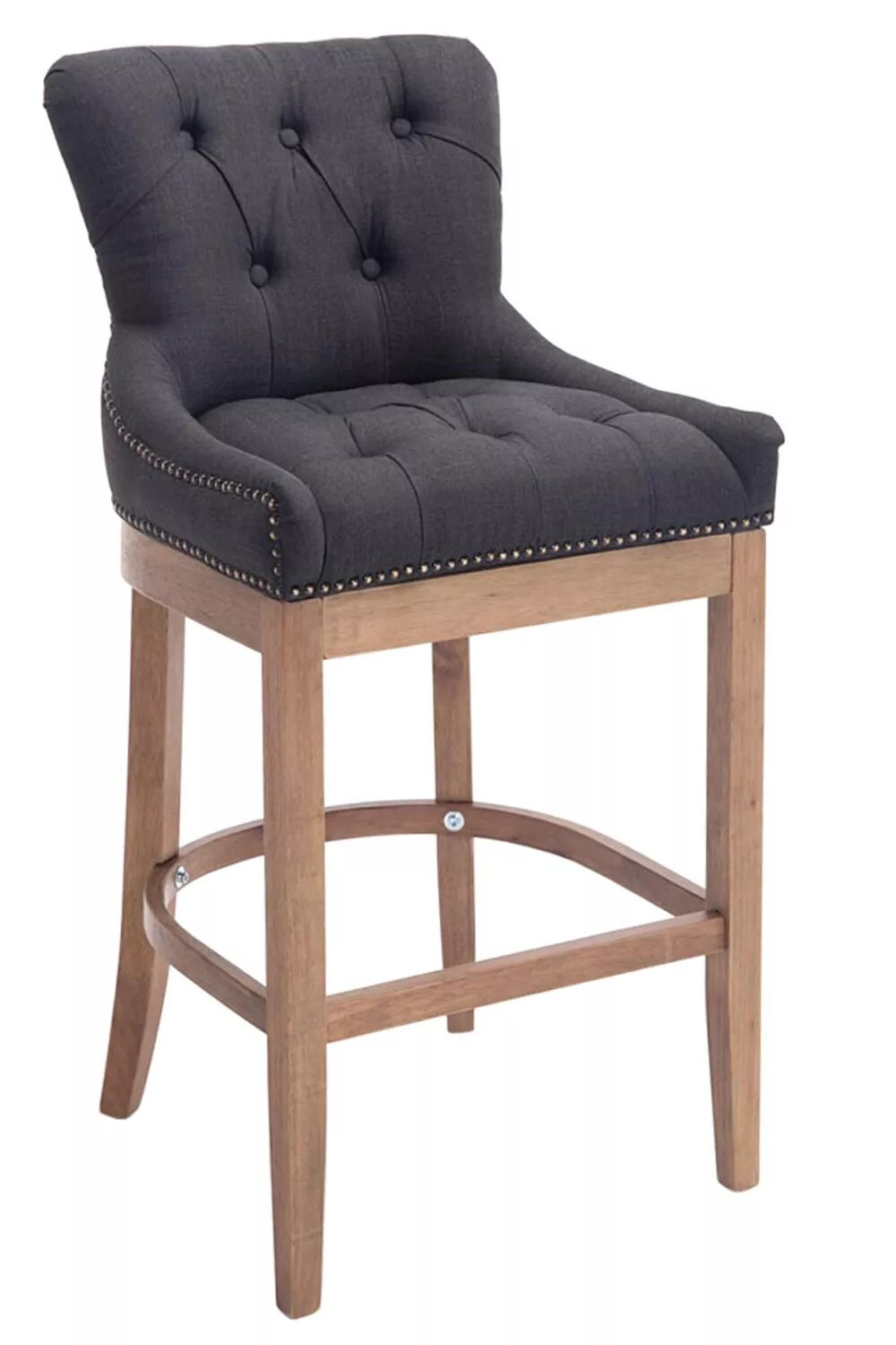 And Outdoor Match barkruk Jeramie Chesterfield-stijl grijs met rugleuning en voetsteun - Zithoogte: 74 cm