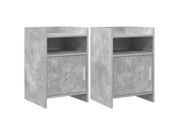 hliofuir Nachttisch 2er Set Betongrau 40x36x60 cm Holzwerkstoff Zweiteiliges Nachttisch-Set im modernen Betongrau für das Schlafzimmer mit praktischem Fach und robuster Tür.