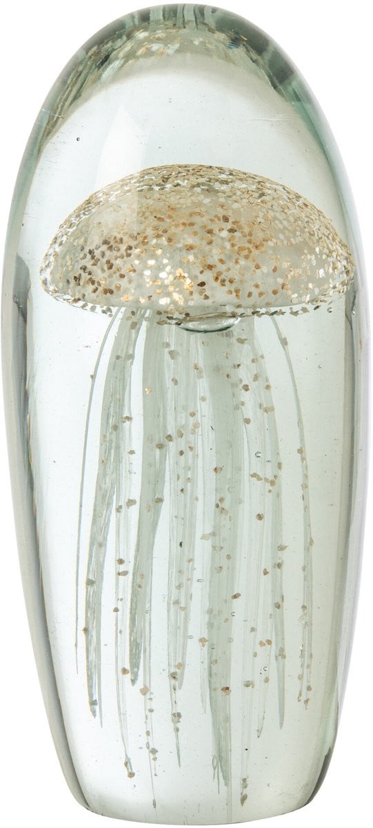 J-Line Presse-papier Kwal - Glas - Wit/Goud - Large