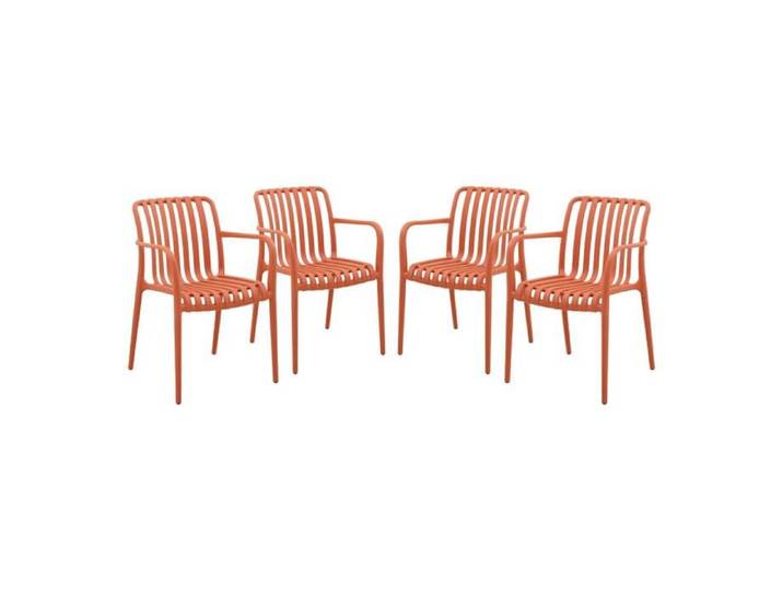 Lot de 4 fauteuils de jardin en plastique terracotta. empilables. design linéaire