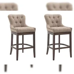 CLP 2er Set Barhocker Lakewood Stoff taupe/antik