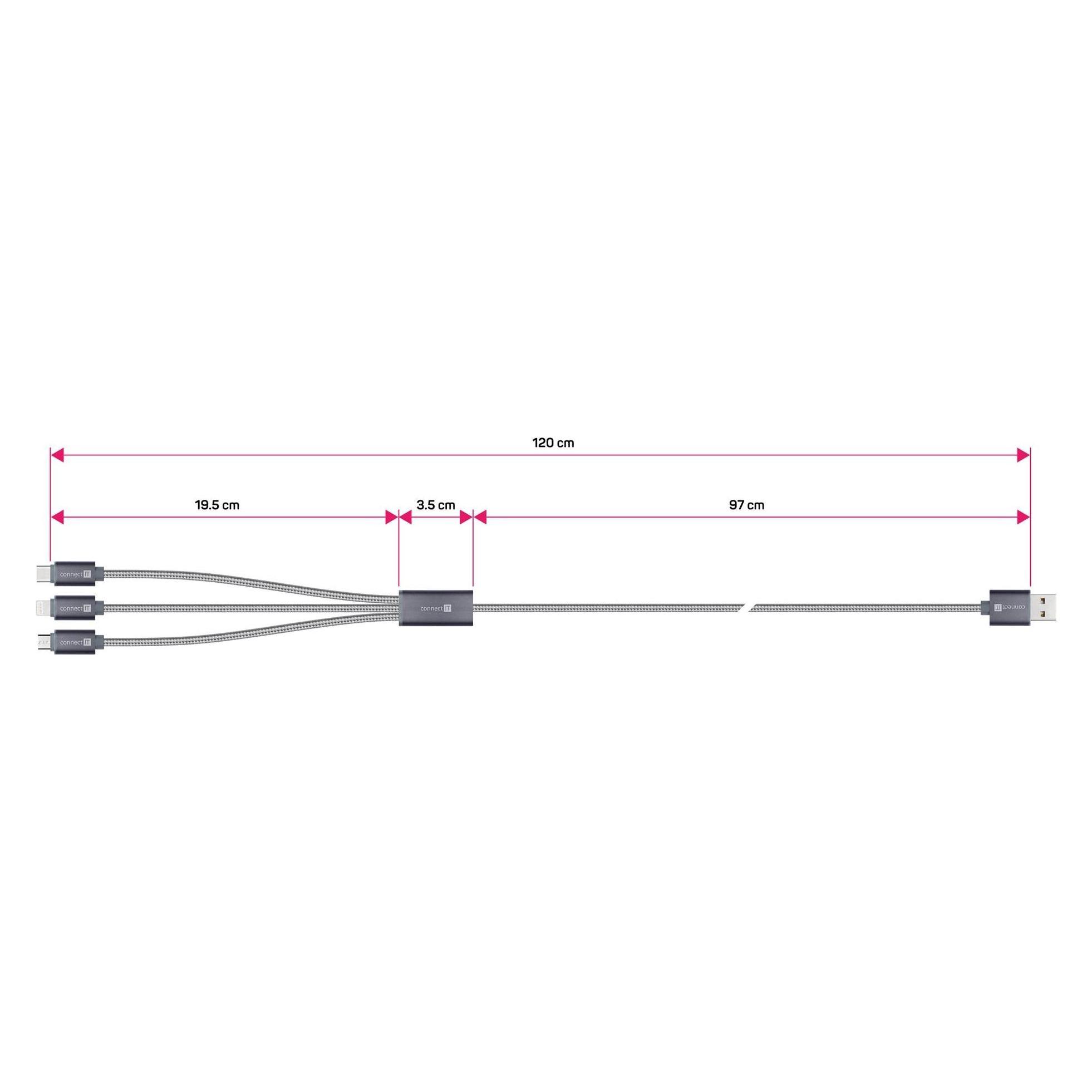 Connect IT USB Cable USB-A - Lightning 1.2m Gray (CI-1229) (1.20 m, USB 3.2 Gen 1) (CI-1229)