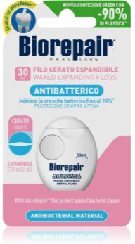 Biorepair Dental Floss Waxed Expanding fio dentário ceroso para gengivas sensíveis Pink 30 m. Dental Floss Waxed Expanding