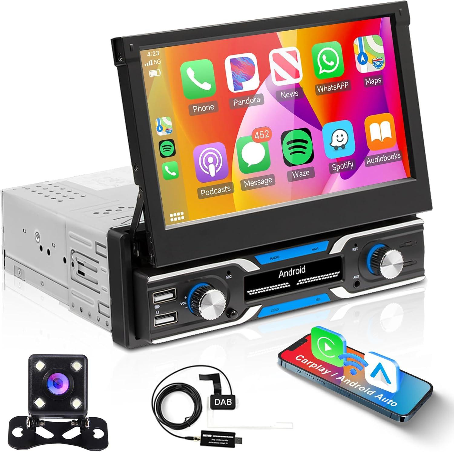 Selius 1 Din Android Autoradio met Carplay, GPS Navigatie en DAB+