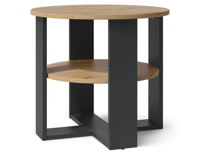 Table basse Vicco Romeo Anthracite/Chêne Artisan 53x53cm\, Model 62732