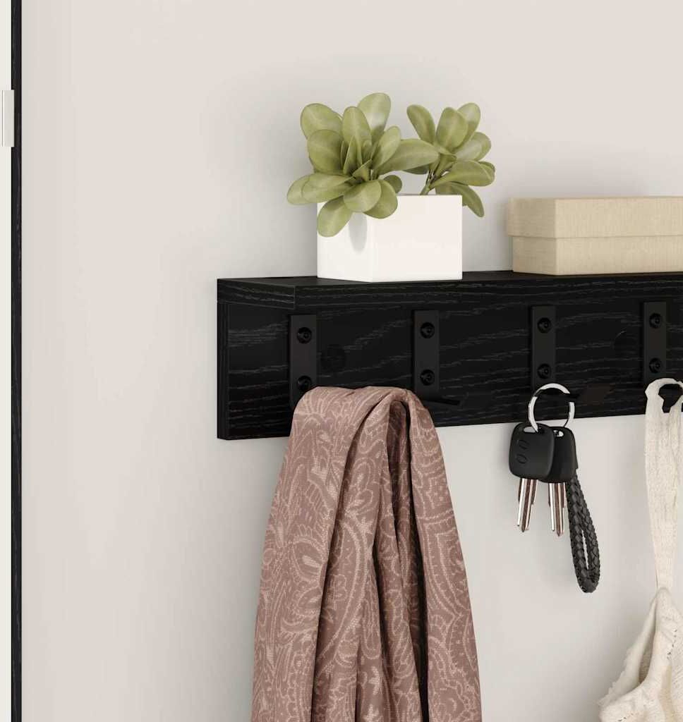 vidaXL Porte-manteau mural Montage mural Chêne noir Bois d'ingénierie