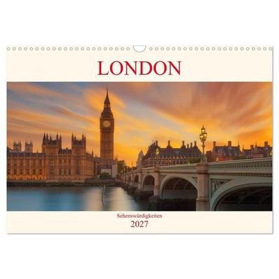 London Sehenswürdigkeiten (Wandkalender 2027 DIN A3 quer), CALVENDO Monatskalender