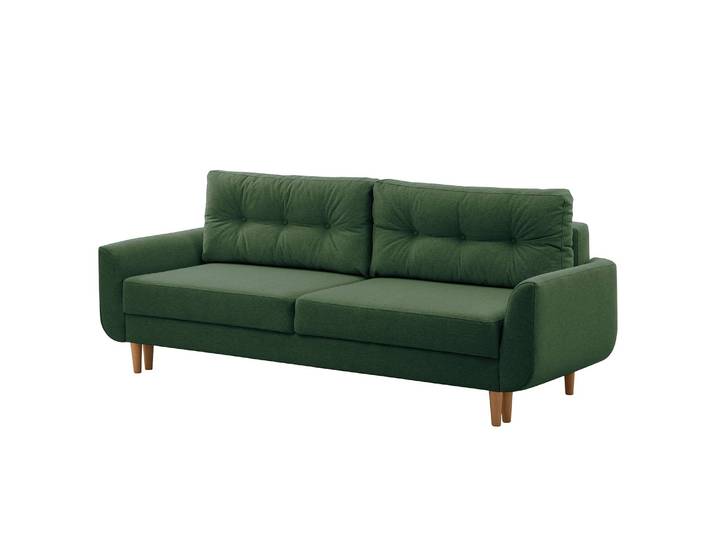 Schlafsofa Kaavi I Grün/Antikgrün Webstoff Deran 229 x 102 x 92cm mit Schlaffunktion Skandi
