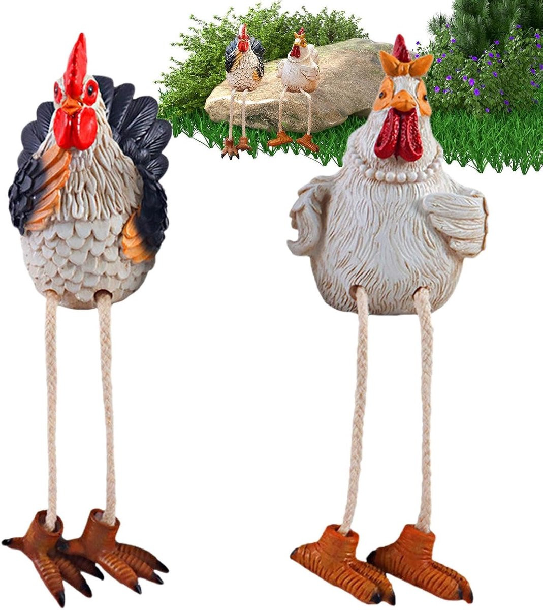 Set van 2 decoratieve dierfiguren voor buiten met creatieve detaillering