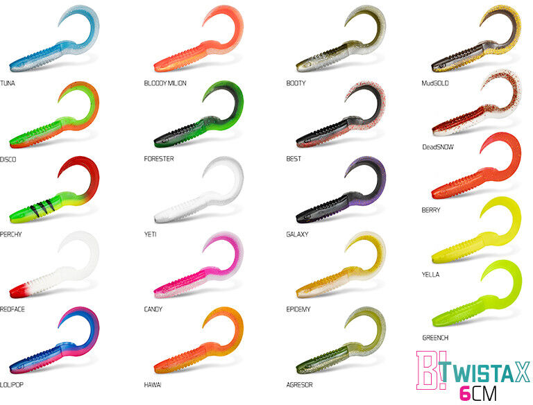 DuoPACK BOX Delphin TwistaX Eeltail UVs / 6x par 5 6cm/TUNA 6cm/TUNA