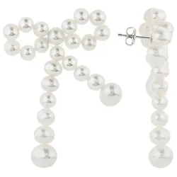 PERLEA Schleifen-Ohrstecker Süßwasserzucht- perlen 4,5-7,5mm Silber rhodiniert