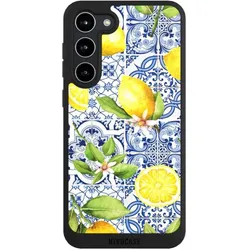 Nivocase Handyhülle für Samsung Galaxy S23+ Hülle NIVOpure Case Schwarz Griechenland Muster Zitrone (Samsung Galaxy S23+), Smartphone Hülle, Schwarz