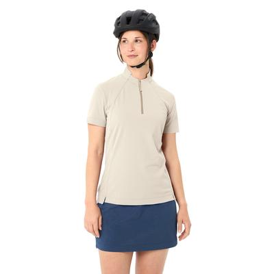 Radtrikot VAUDE "Women's Adlux HZ Shirt", Damen, Gr. 40, ecru, Obermaterial: 100% Polyester, normal, Rundhals, Trikots, für Radfahren, für Erwachsene, sportliche Passform