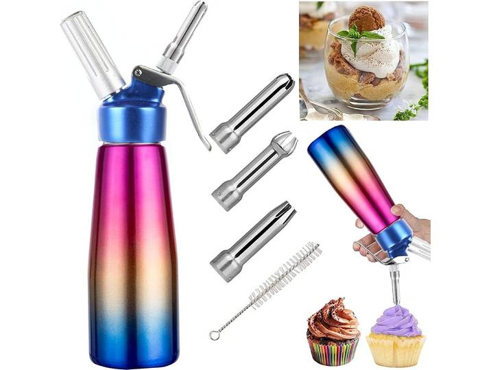 FELIXLEO Sahnesyphon 500ml Sahnespender Edelstahl Profi Sahnesyphon für Desserts, (2-tlg)