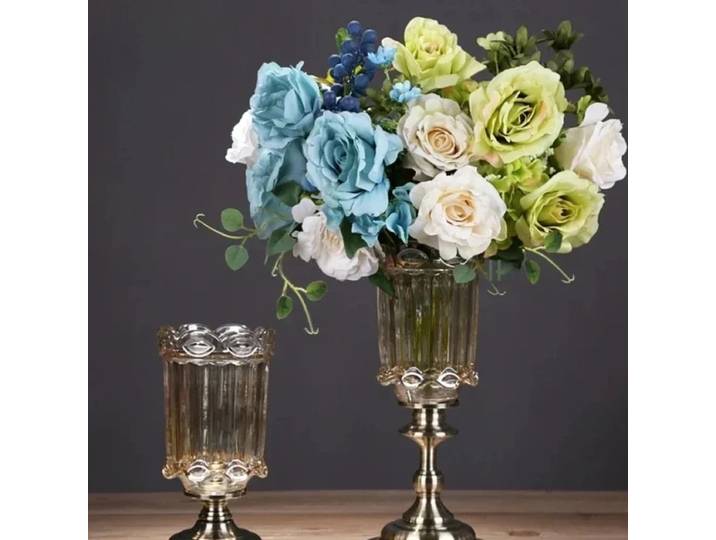Grand vase en verre pour la décoration de la maison, récipient floral élégant, pièce maîtresse de table de salon, porte-fleurs décoratif créatif.