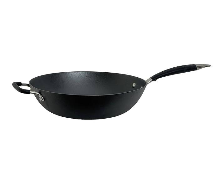 Wok RONNEBY BRUK Ultra Light Wok-Pfanne, mit silikonummanteltem Griff , schwarz, B:30cm H:10,5cm L:56cm, Pfannen, Wok