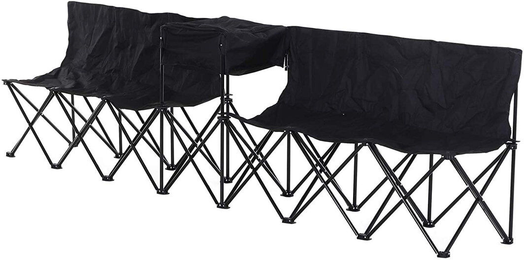 Dakota Fields Zemple 6 Seat Folding Sports Bench Football Subs Bench Black 82cm H X 30cm W X 48cm D