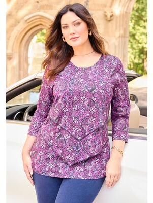 Plus Size Women's Poetry Tiered Tee by Catherines in Purple Medallion (Size 2X)