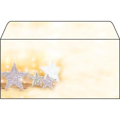 Sigel Weihnachts-Umschlag DL, gummiert, 90g/qm, Spezialpapier, Glitter Stars