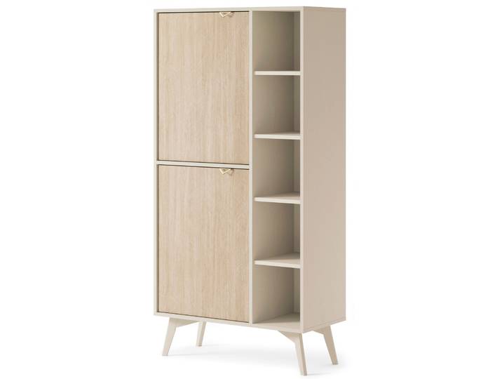 Favoria Regal mit zwei Türen, 80 cm, beige/Scandi Fischgrätmuster