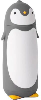 Inspired Living Penguin Kids Stainless Steel Thermos Bottle 9.5oz Insulated Travel Mug For School, Tea & Coffee gray glass