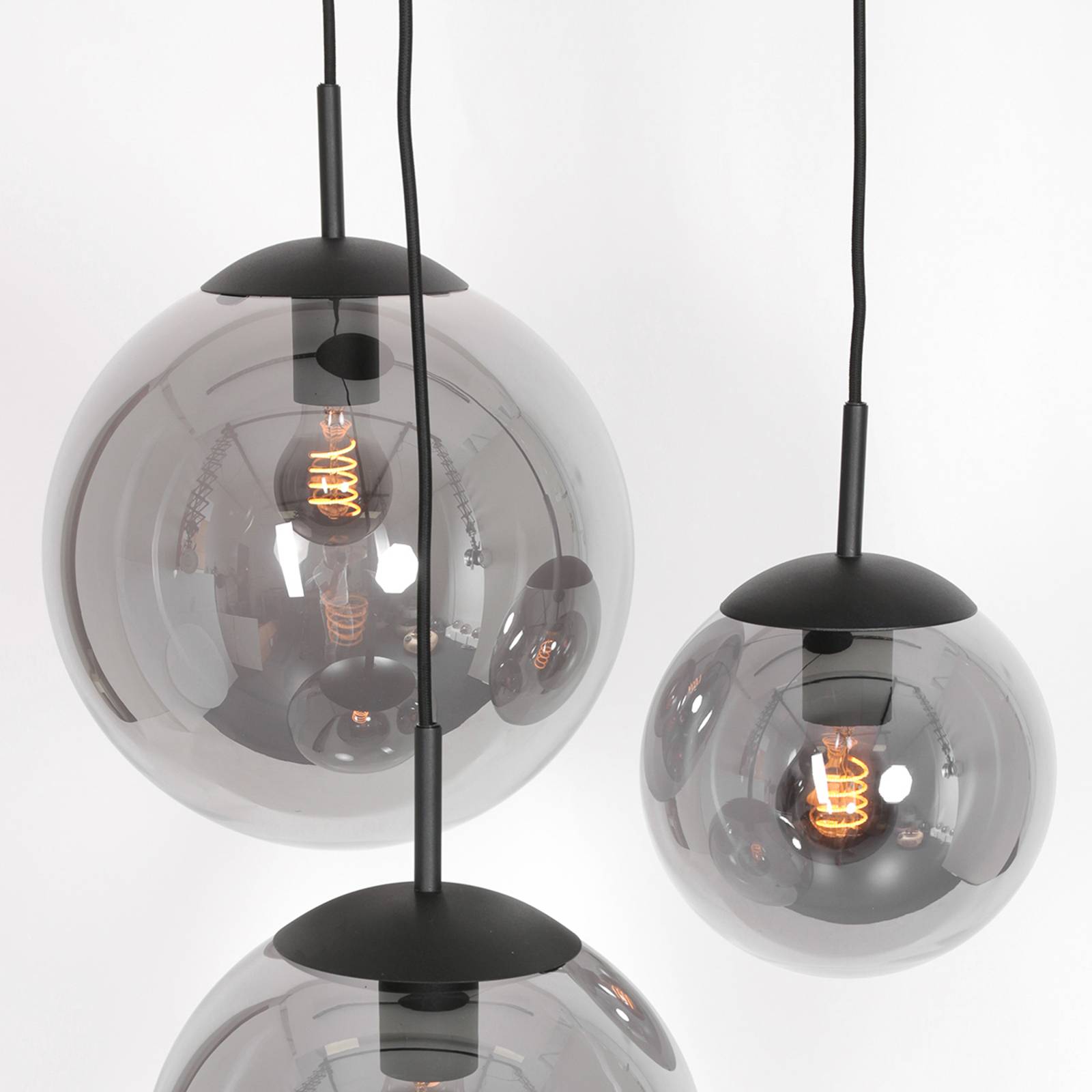 Steinhauer Lámpara colgante de cristal Bollique, atenuable, Negro, Salón / Comedor, Metal, Moderno, Lámpara colgante