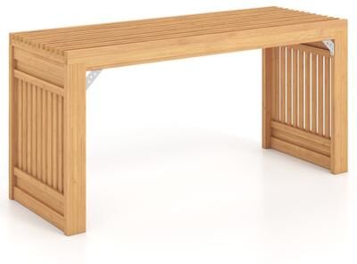 "Costway 35.5"" Indoor Bamboo Bench with Solid Widened Legs and Slatted Design for Entryway-Natural"