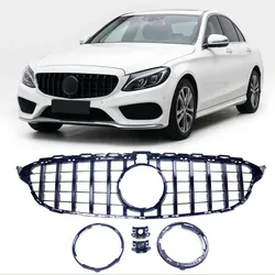 GT Schwarz glänzend Kühlergrill passend für Mercedes-Benz C-Klasse W205 2014-2021