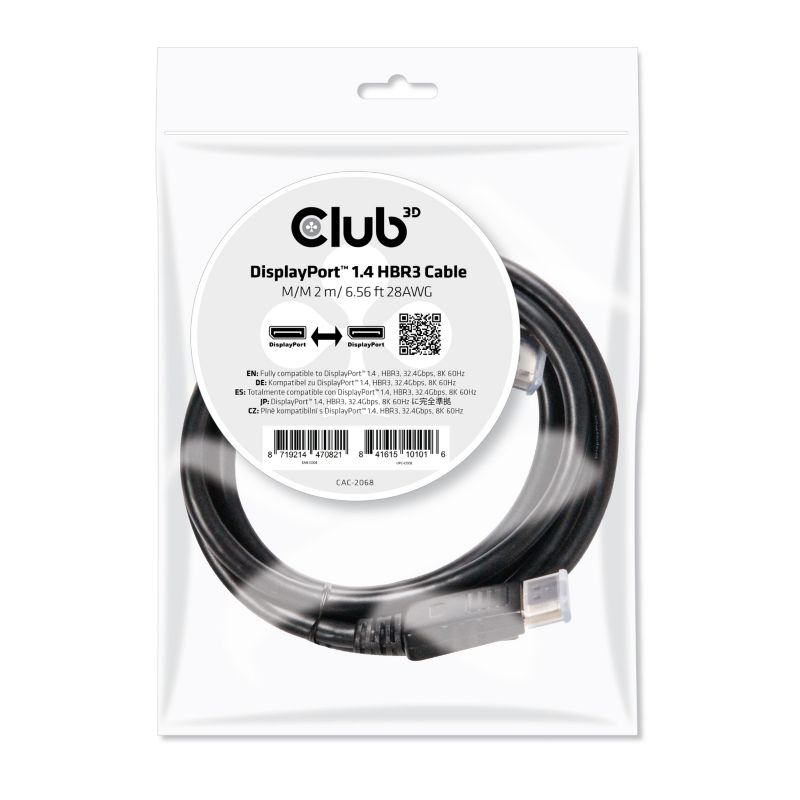 Club3D Club 3D DisplayPort 1.4 Kabel 2m DP zu DP HBR3 St./St. schwarz CAC-2068