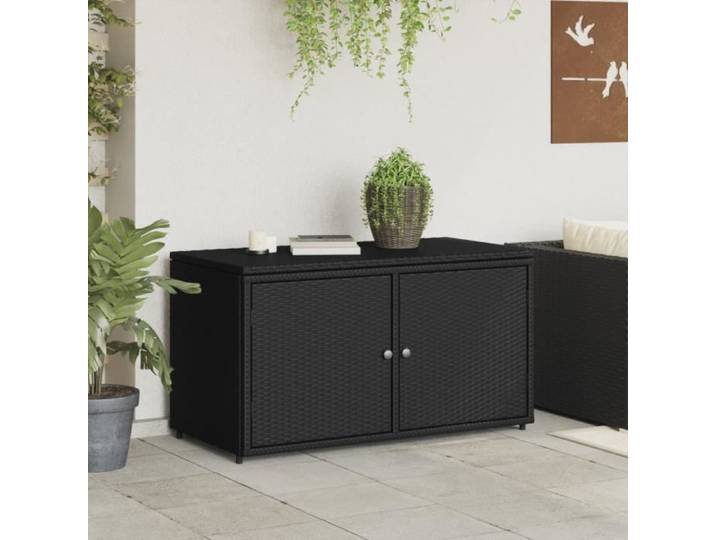Armoire de rangement - VIDAXL - Jardin - Noir - Résine tressée - Grande capacité de rangement