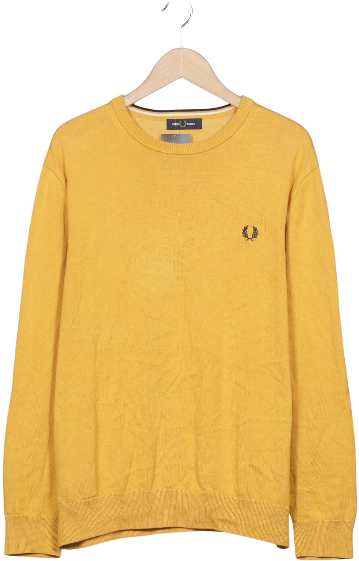 Fred Perry Herren Pullover, Gelb, Gr. L, Baumwolle - Second Hand
