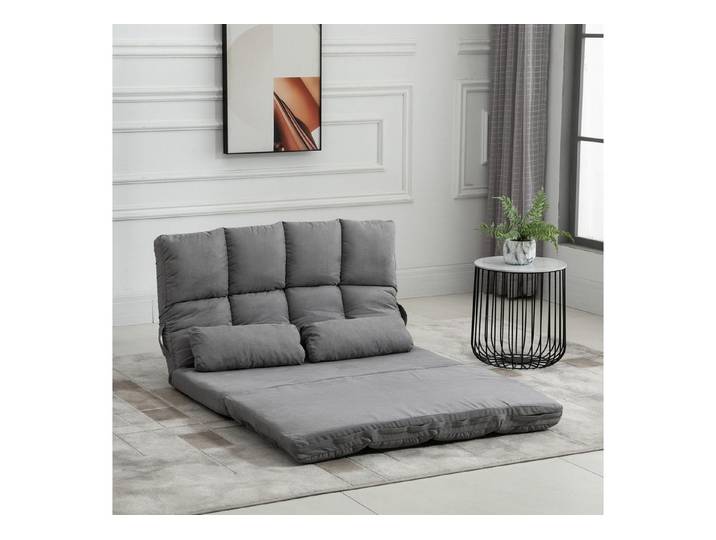 HOMCOM Relaxsessel Bodenstuhl Bodensessel mit Liegefunktion VerstellbarerRückenlehne (Klappbett, 1-St., 2-in-1 Bodensessel), für Schlafzimmer, Wohnzimmer, Grau