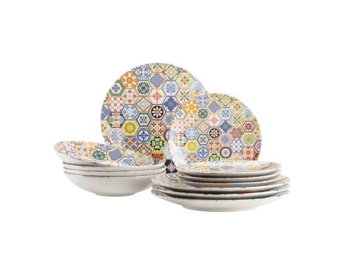 Mäser Tafelservice, Mehrfarbig, Keramik, 12-teilig, Essen & Trinken, Geschirr, Geschirr-Sets, Tafelservice