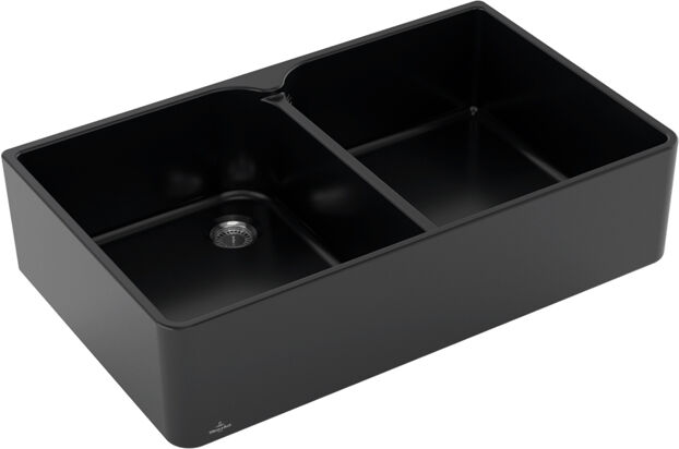 Villeroy und Boch Villeroy et Boch garniture de vidange double cuve 639001S5 match0 à commande manuelle, ébène